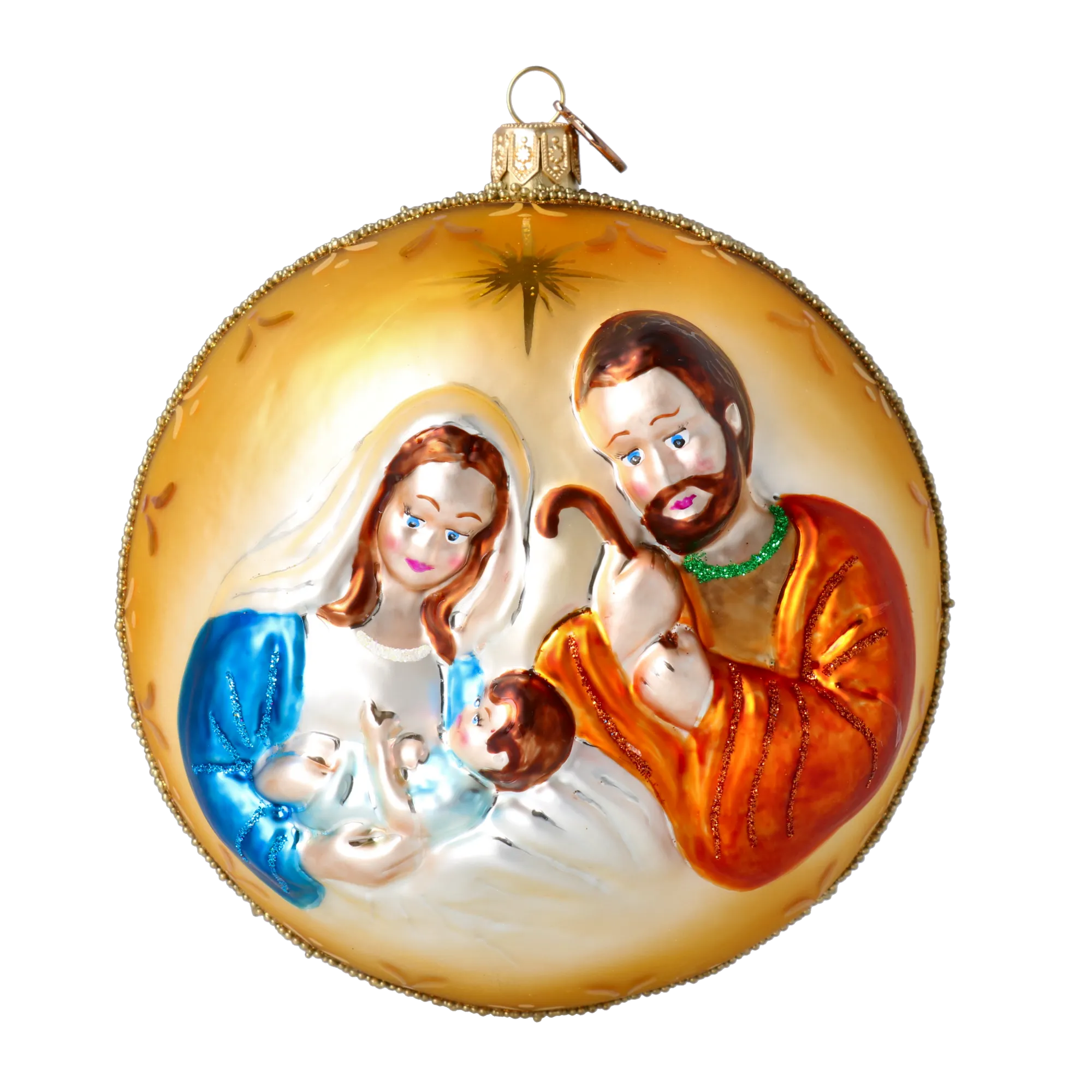 Golden Holy Family Premium christmas glass ornament 2022-067
