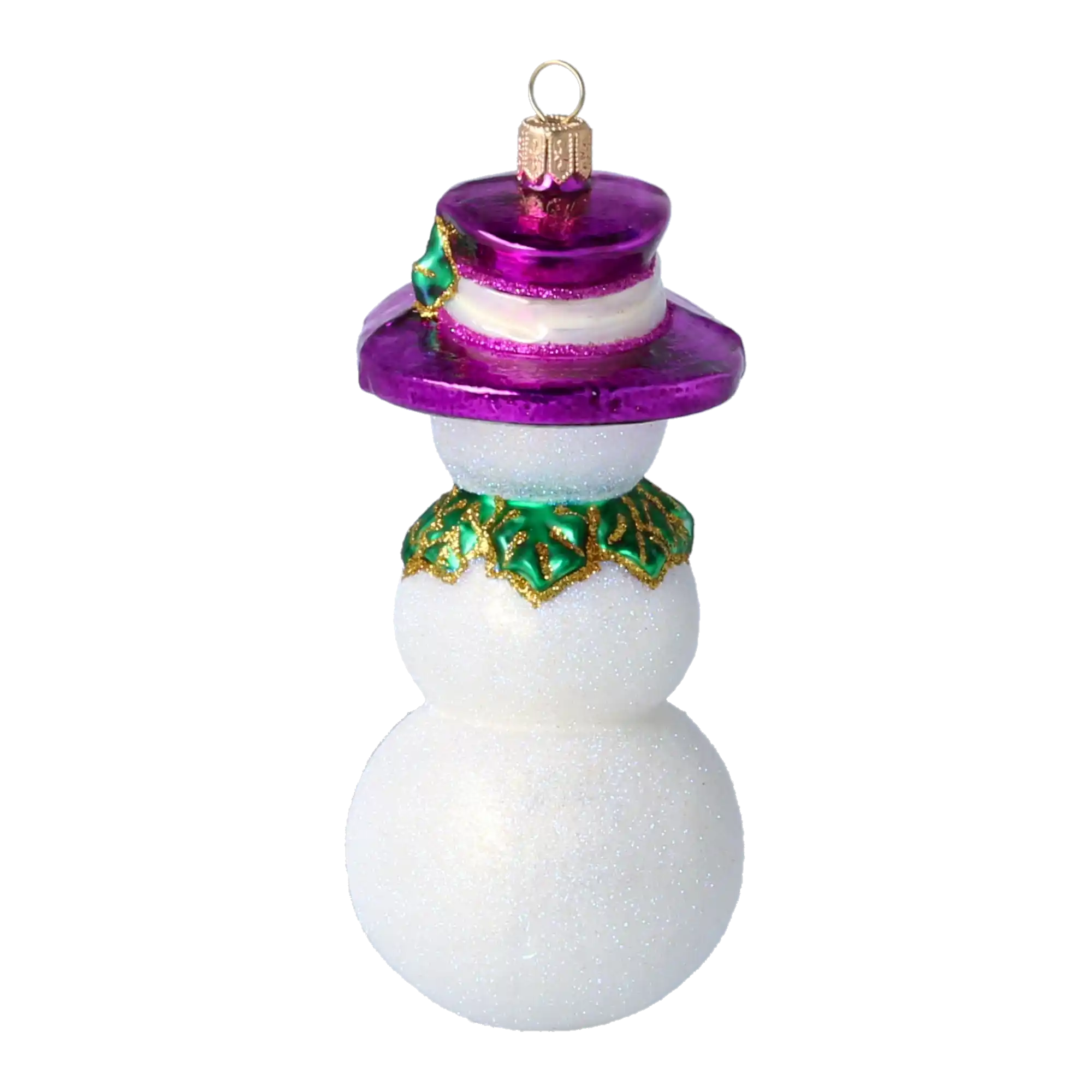 Holly Jolly Frosty Snowman .Handmade Glass Christmas ornament