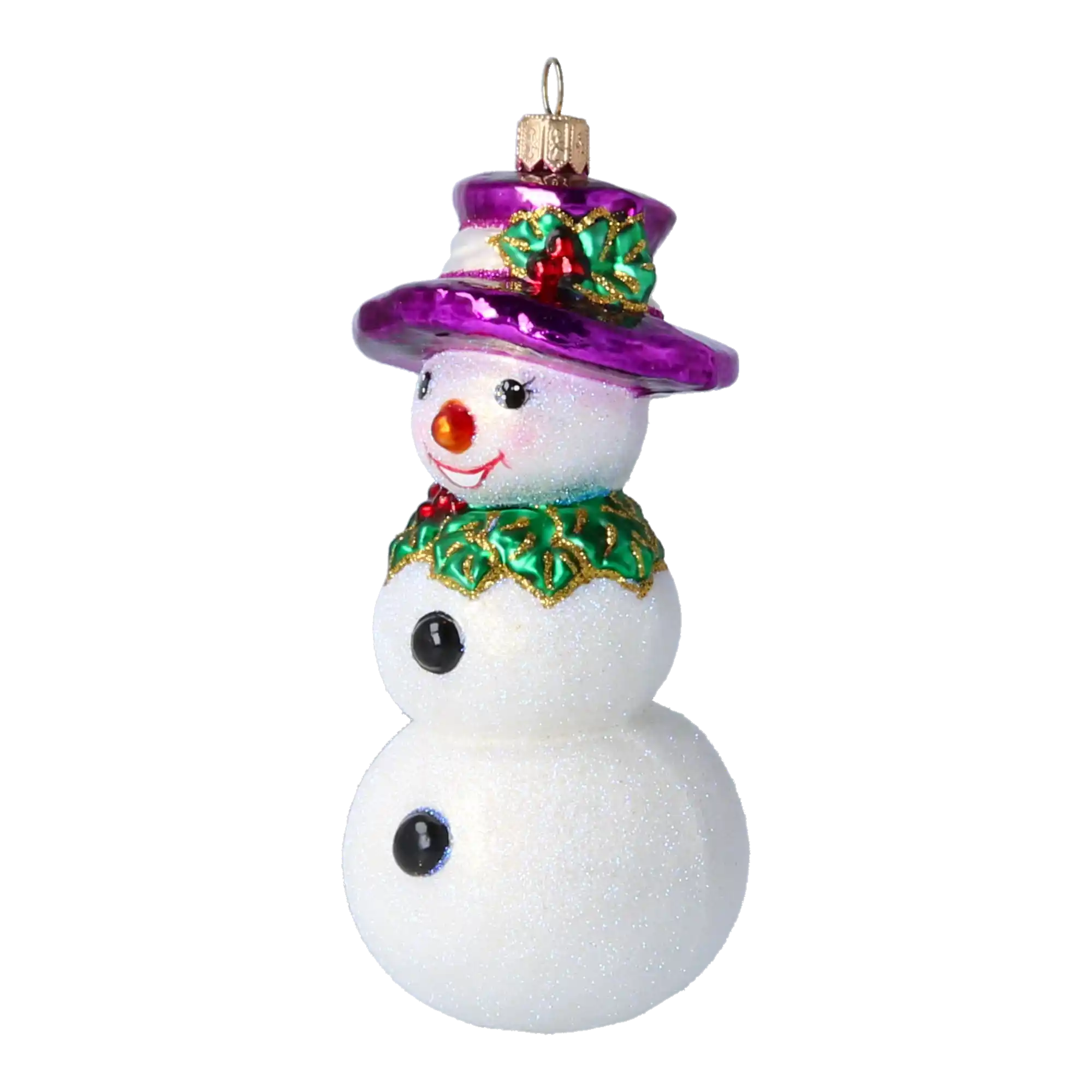 Holly Jolly Frosty Snowman .Handmade Glass Christmas ornament