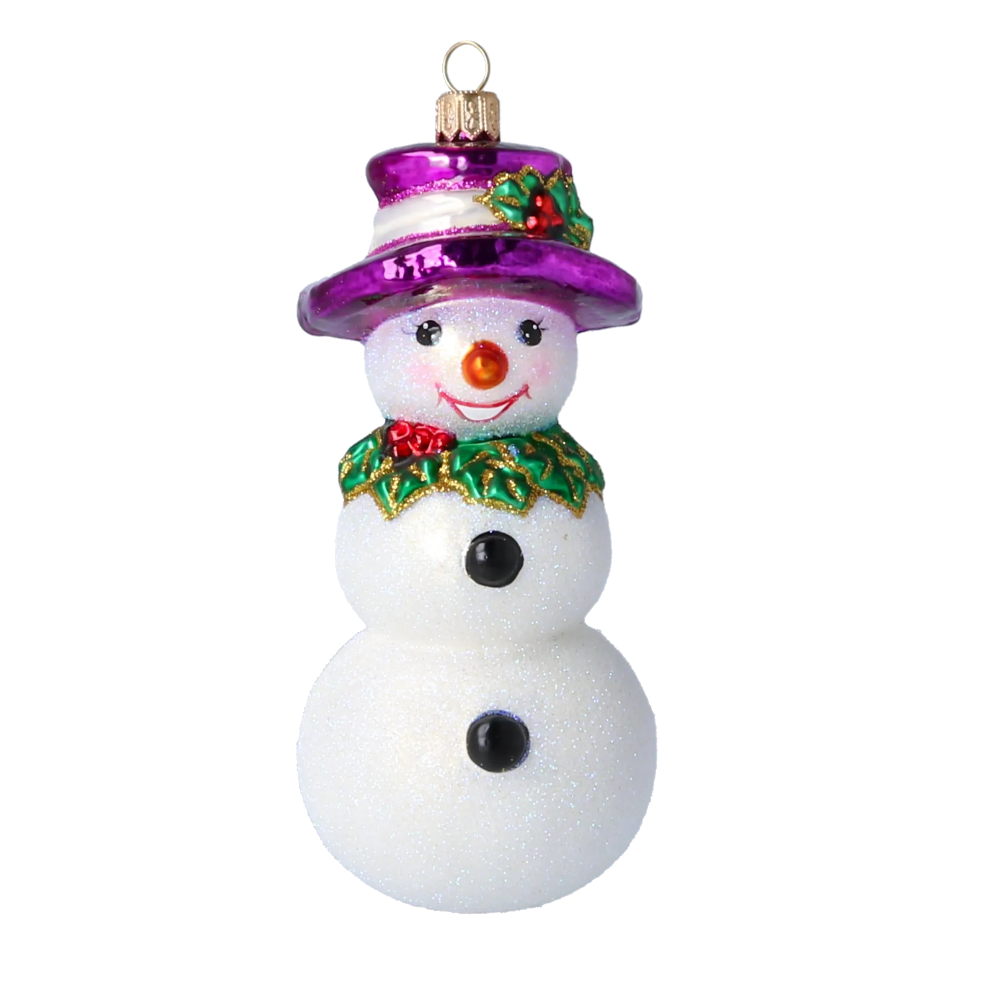 Holly Jolly Frosty Snowman .Handmade Glass Christmas ornament 2022-070