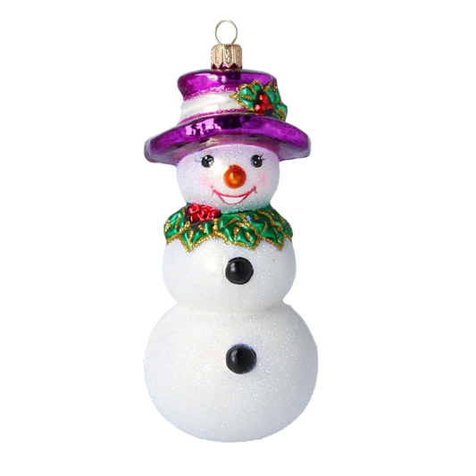 Holly Jolly Frosty Snowman .Handmade Glass Christmas ornament 2022-070