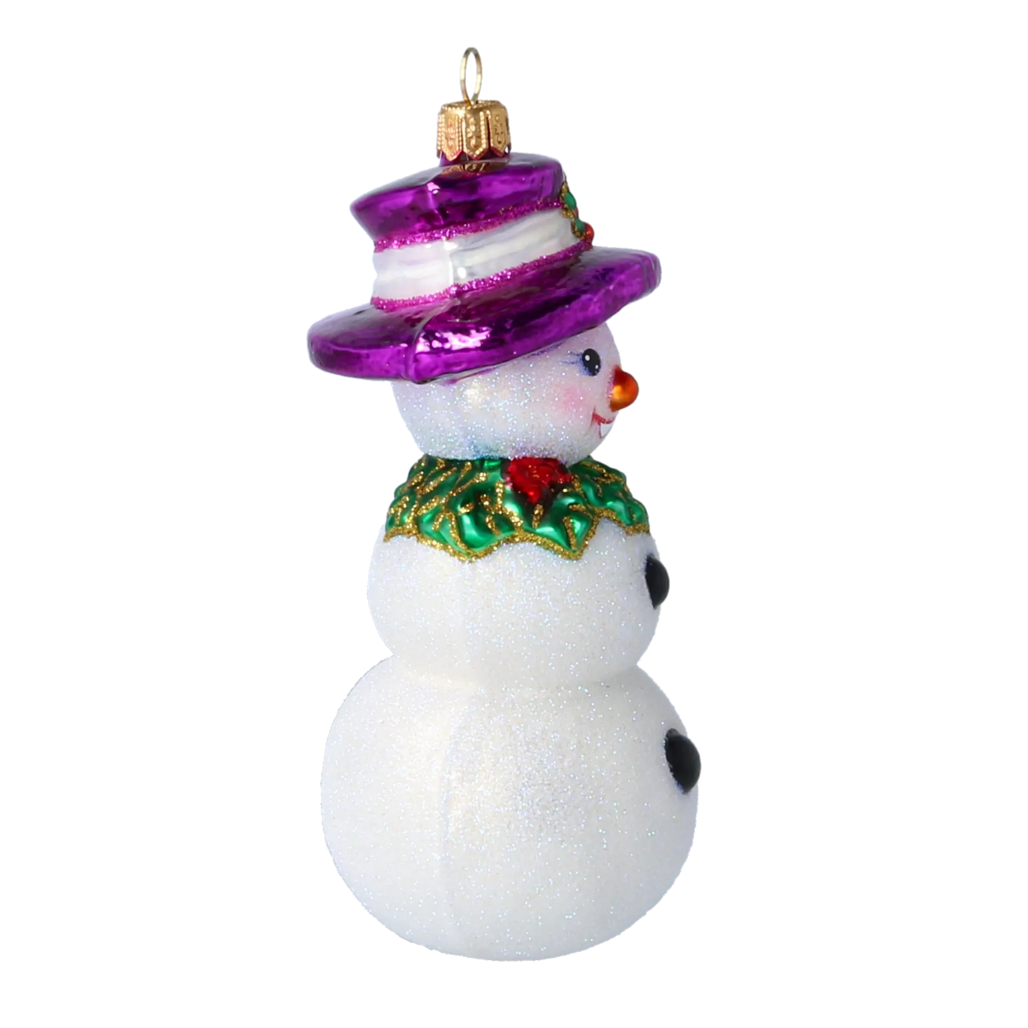 Holly Jolly Frosty Snowman .Handmade Glass Christmas ornament 2022-070