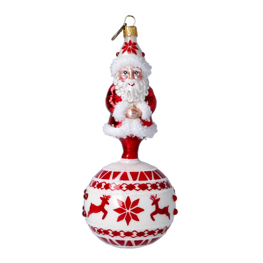 Scandi Santa Ornament Ornament Handmade Glass Christmas ornament 2022-076