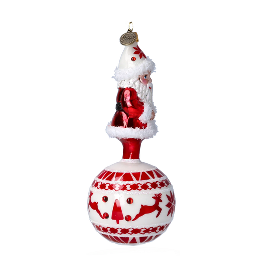 Scandi Santa Ornament Ornament Handmade Glass Christmas ornament 2022-076