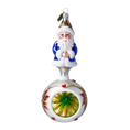 Load image into Gallery viewer, Wintry Blue Santa Ornament Handmade Glass Christmas ornament 2022-077
