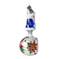 Load image into Gallery viewer, Wintry Blue Santa Ornament Handmade Glass Christmas ornament 2022-077
