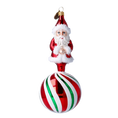 Load image into Gallery viewer, Peppermint Swirl Santa Ornament Handmade Glass Christmas ornament 2022-080

