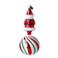 Load image into Gallery viewer, Peppermint Swirl Santa Ornament Handmade Glass Christmas ornament 2022-080
