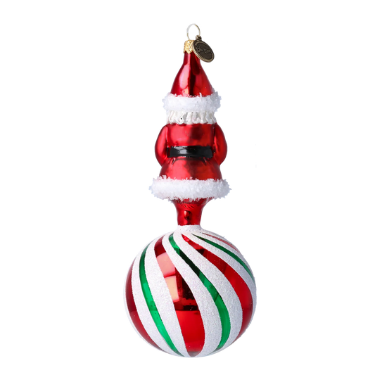 Peppermint Swirl Santa Ornament Handmade Glass Christmas ornament 2022-080