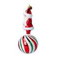 Load image into Gallery viewer, Peppermint Swirl Santa Ornament Handmade Glass Christmas ornament 2022-080
