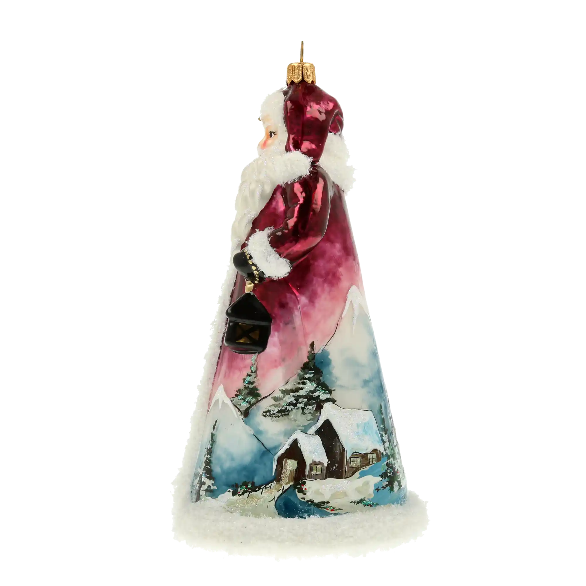 Santa with Lantern Handmade Glass Christmas ornament