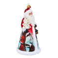 Load image into Gallery viewer, Santa with Cardinal and Village  Handmade Glass Christmas ornament 2022-083
