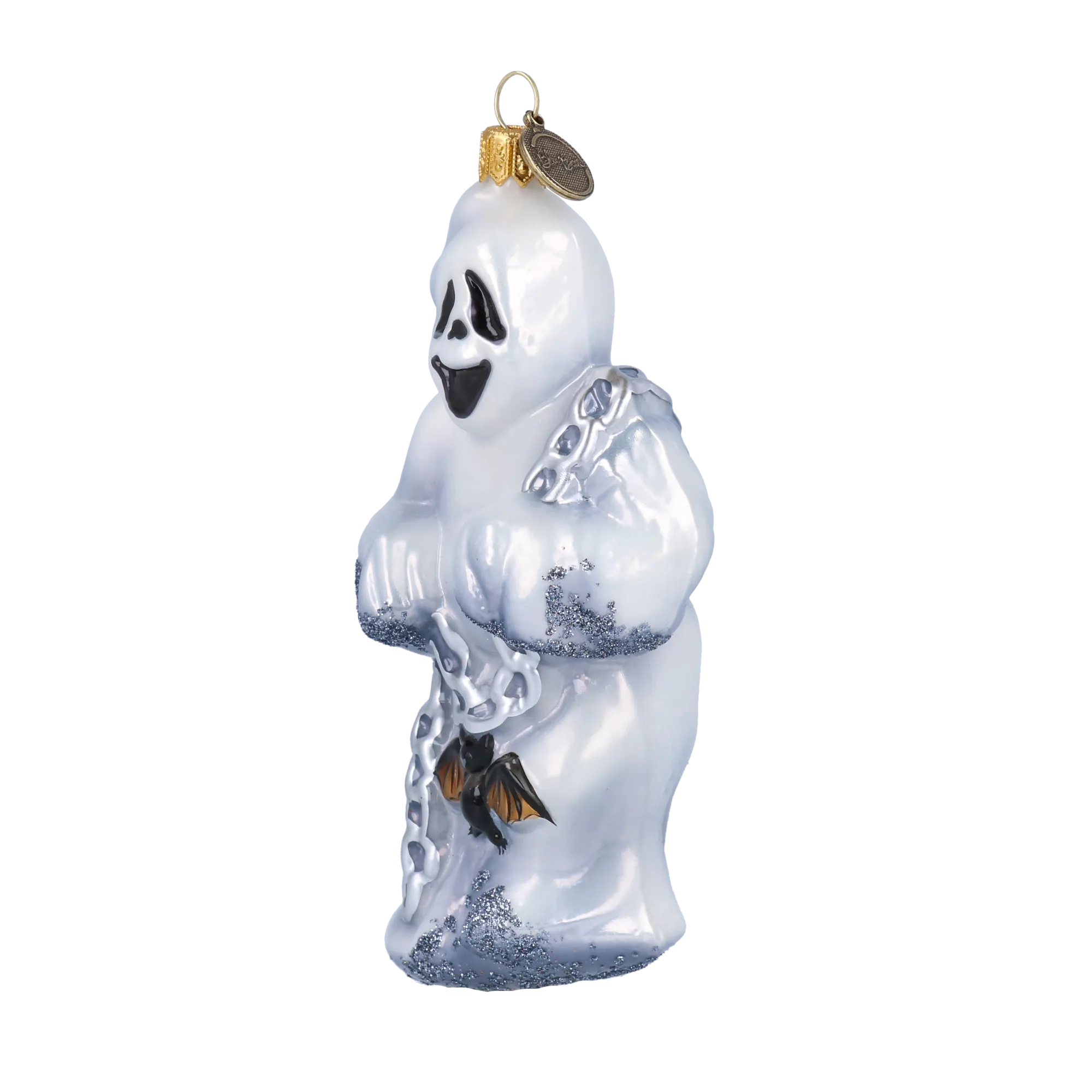 Silver Chained Ghost with Bat Premium christmas glass ornament 2022-117