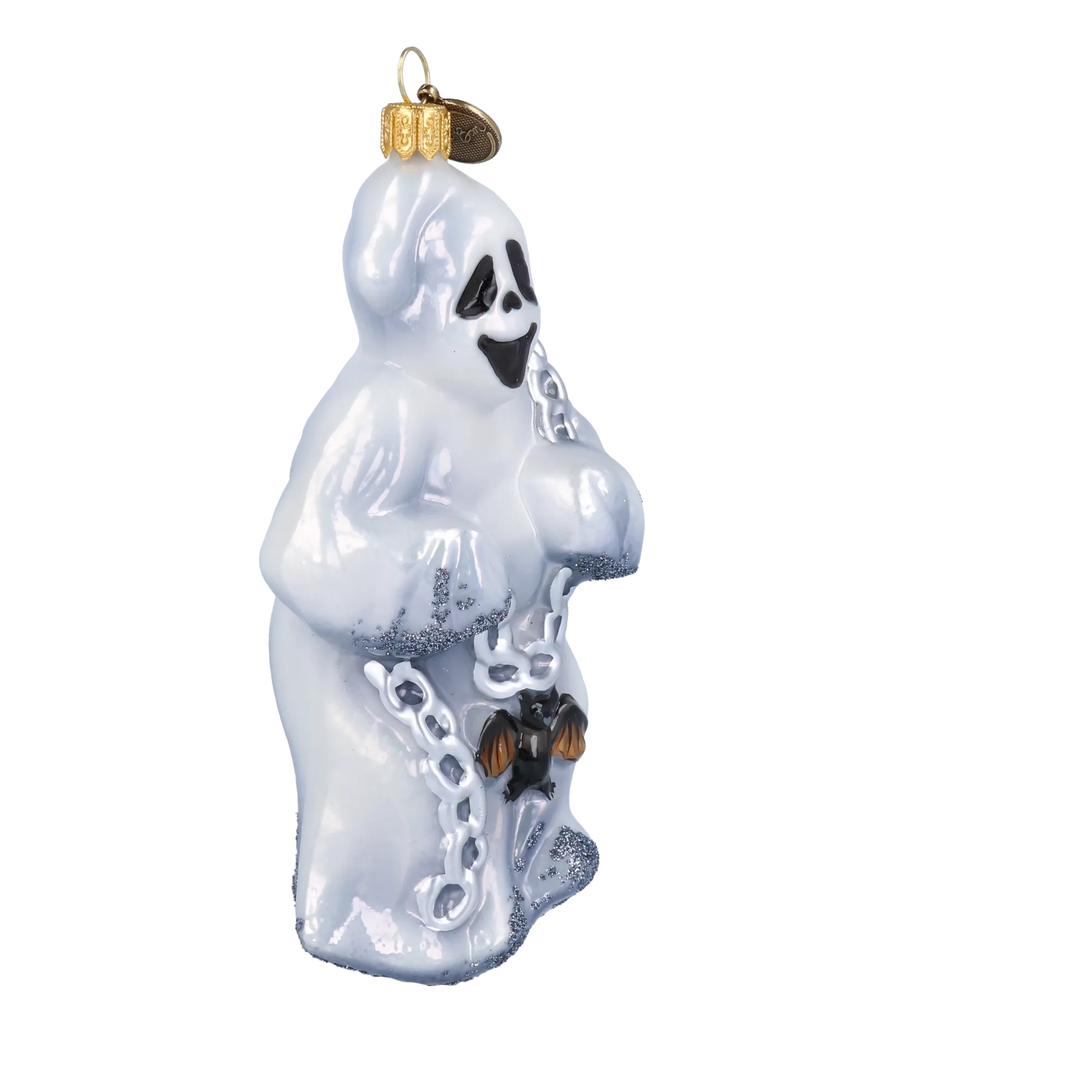 Silver Chained Ghost with Bat Premium christmas glass ornament 2022-117