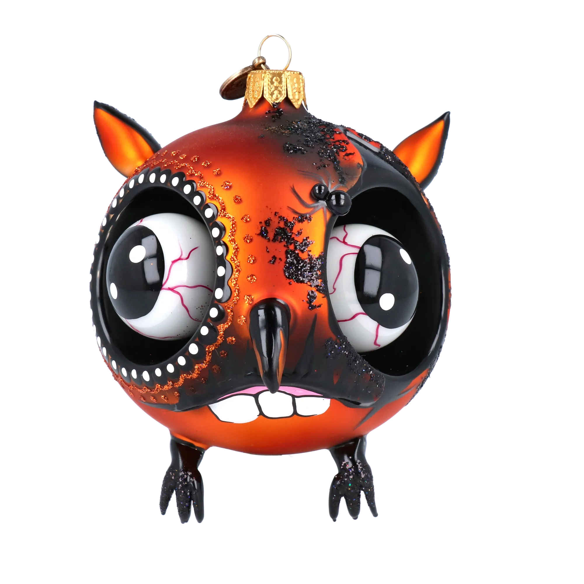 Dark Owl- Guardian of the Night.. Handmade Glass Christmas ornament. 2022-118