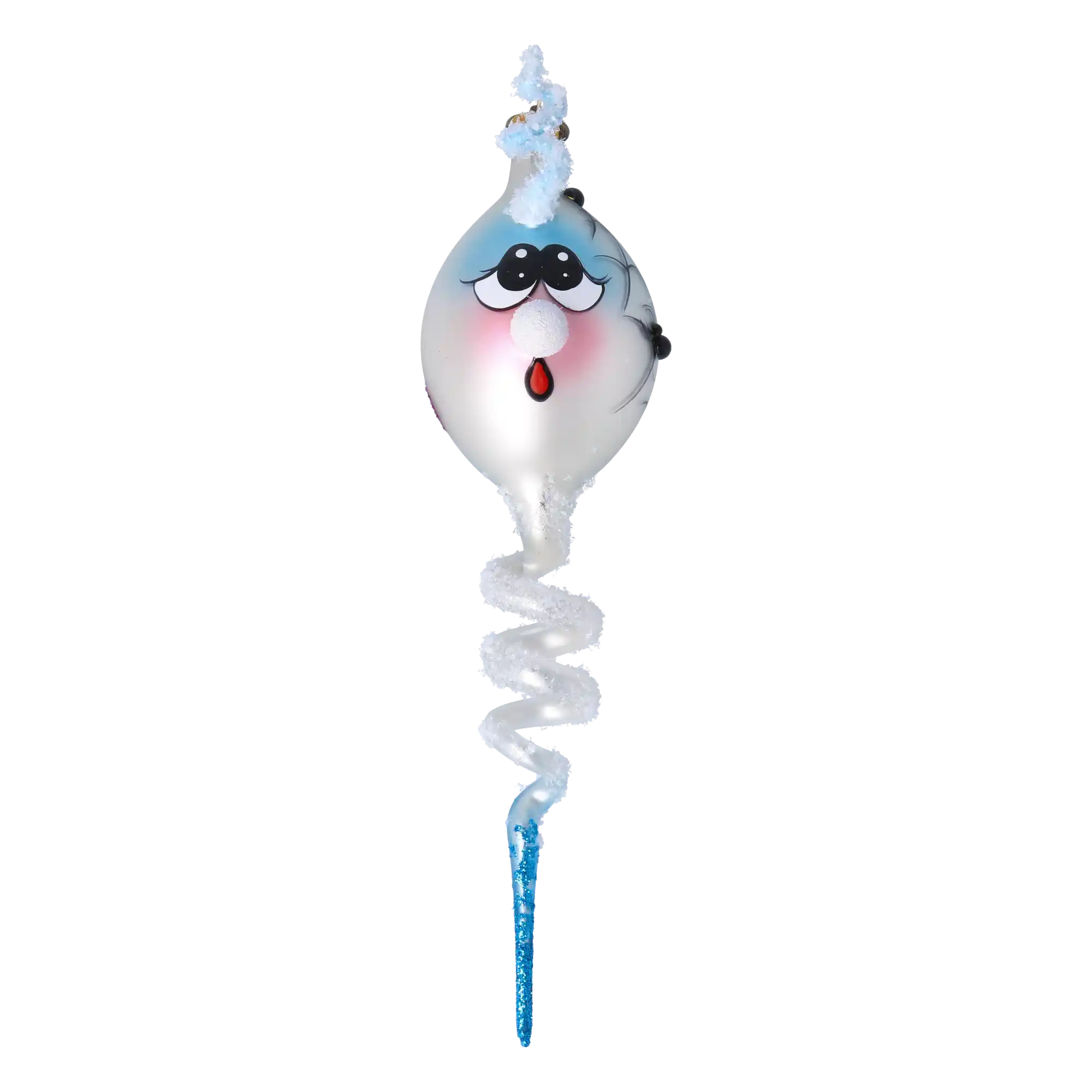 Frosty Boo Halloween Spiral  Handmade Glass Christmas ornament