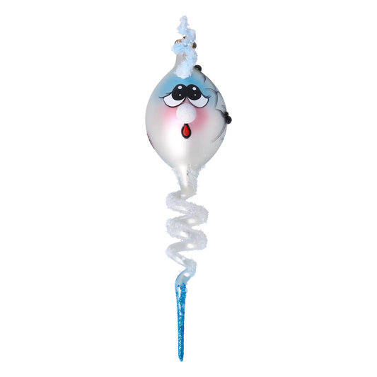 Frosty Boo Halloween Spiral  Handmade Glass Christmas ornament