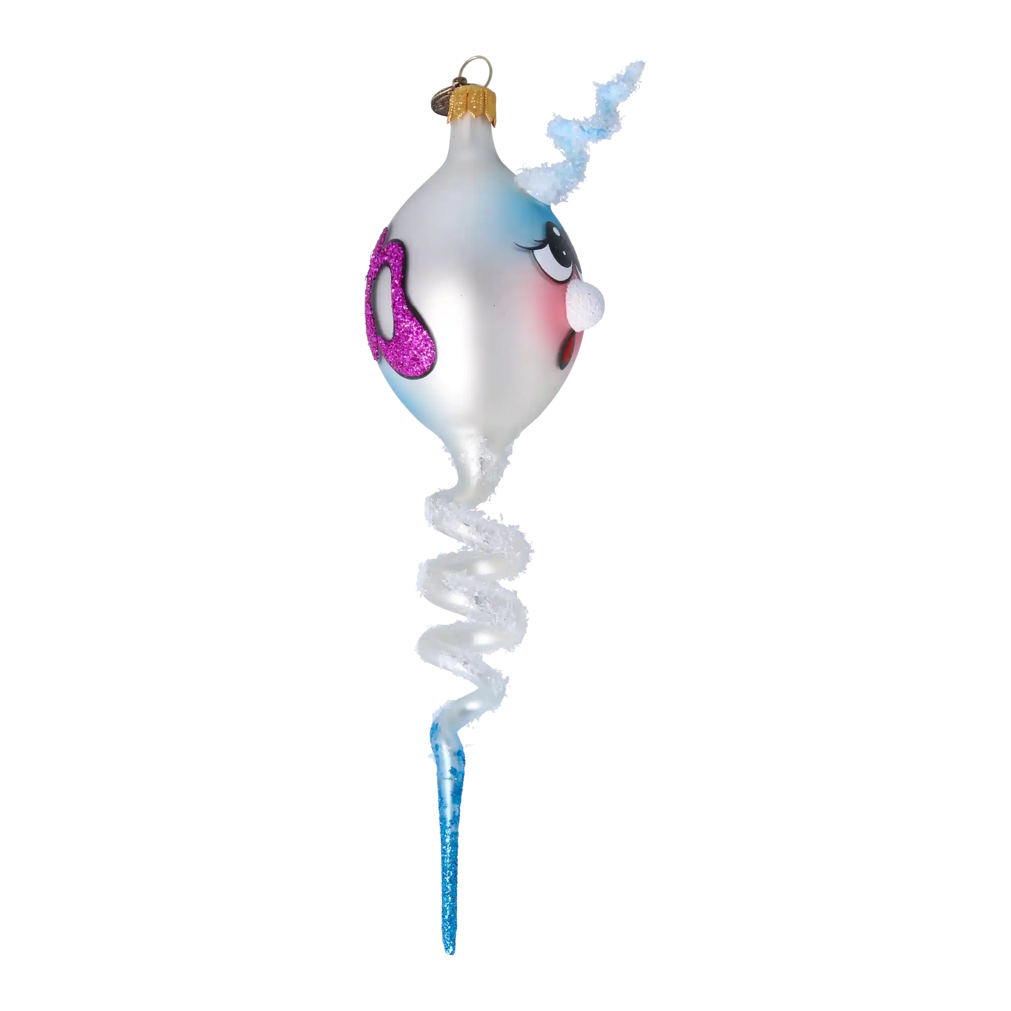 Frosty Boo Halloween Spiral  Handmade Glass Christmas ornament