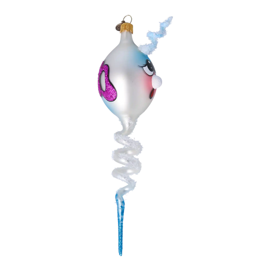 Frosty Boo Halloween Spiral  Handmade Glass Christmas ornament