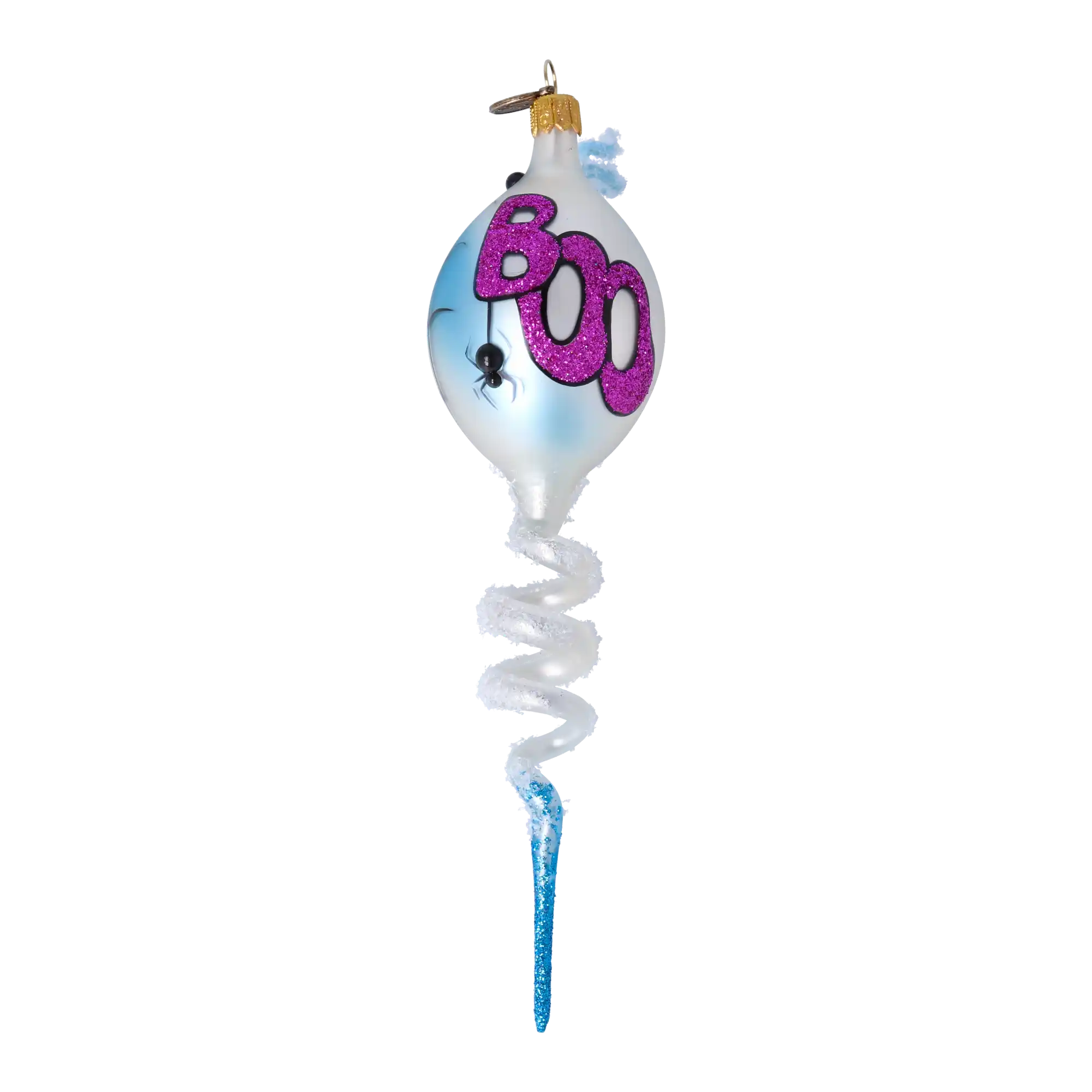 Frosty Boo Halloween Spiral  Handmade Glass Christmas ornament