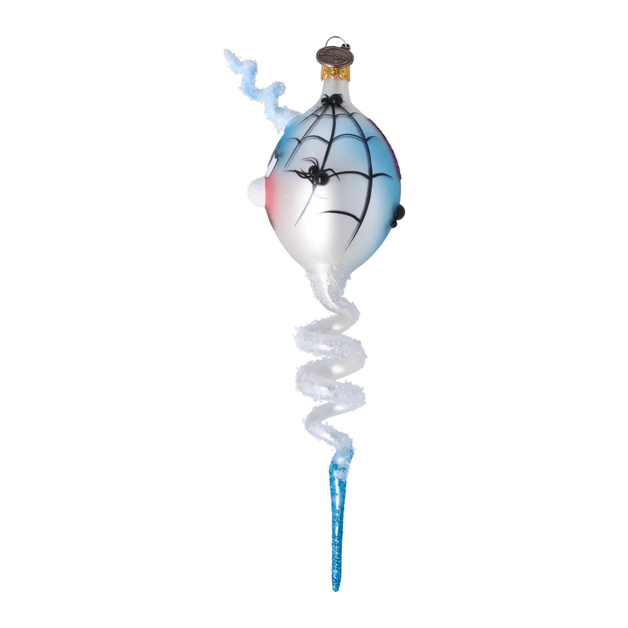 Frosty Boo Halloween Spiral  Handmade Glass Christmas ornament