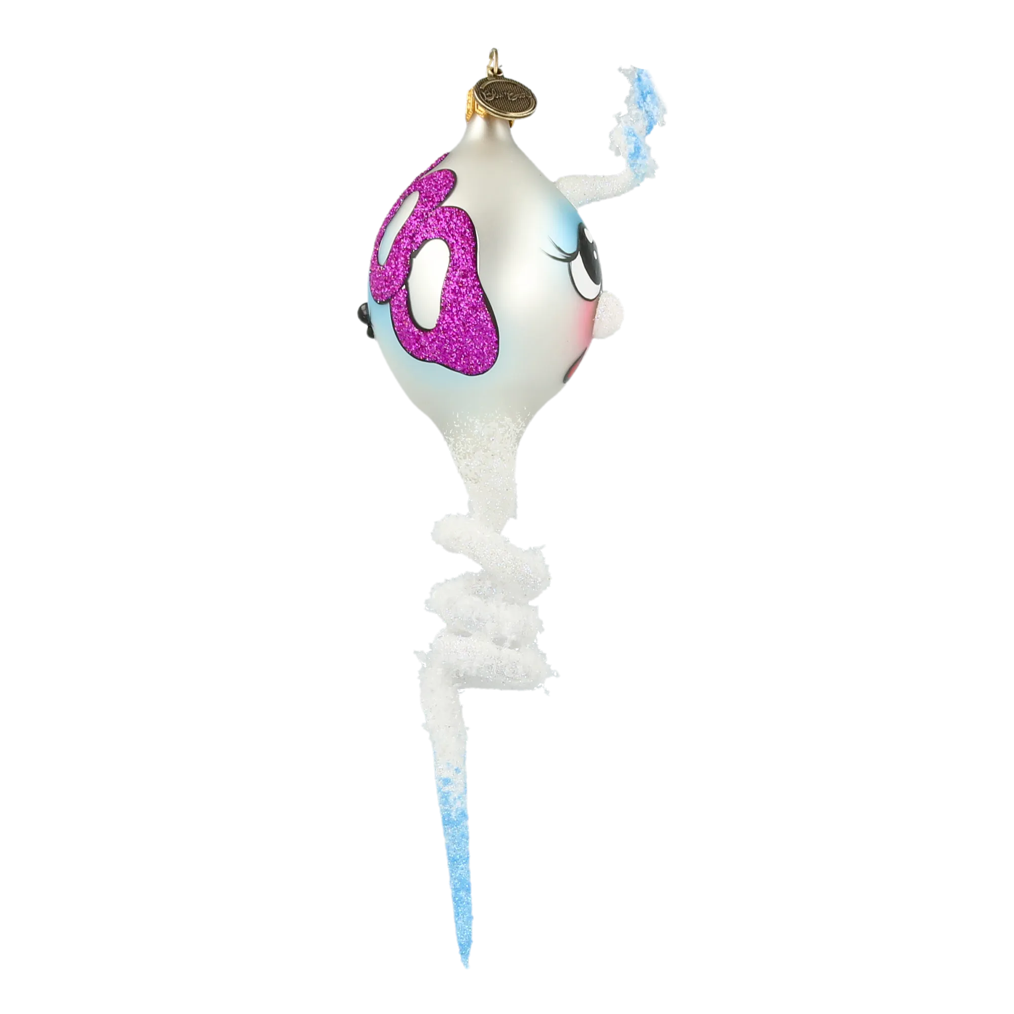 Frosty Boo Halloween Spiral  Handmade Glass Christmas ornament 2022-119