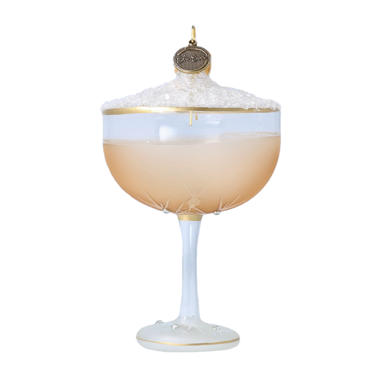 Frosted Champagne Coupe Premium christmas glass ornament 2022-172