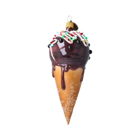 Deluxe Chocolate Ice Cream Ornament Handmade Glass Christmas ornaments