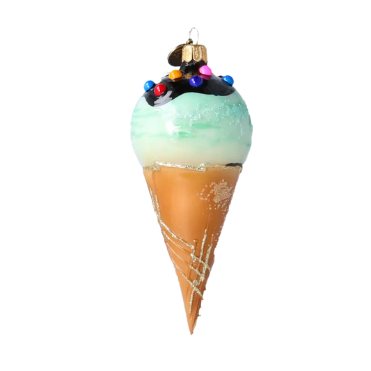 Mint Chip Ice Cream Ornament Glass Ornament Handmade Glass Christmas ornament