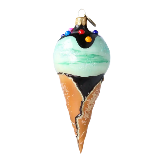 Mint Chip Ice Cream Ornament Glass Ornament Handmade Glass Christmas ornament