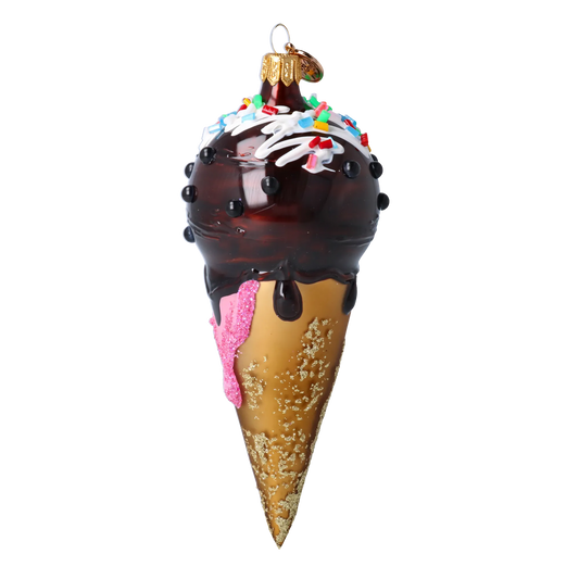 Deluxe Chocolate Ice Cream Ornament Handmade Glass Christmas ornaments 2022-176