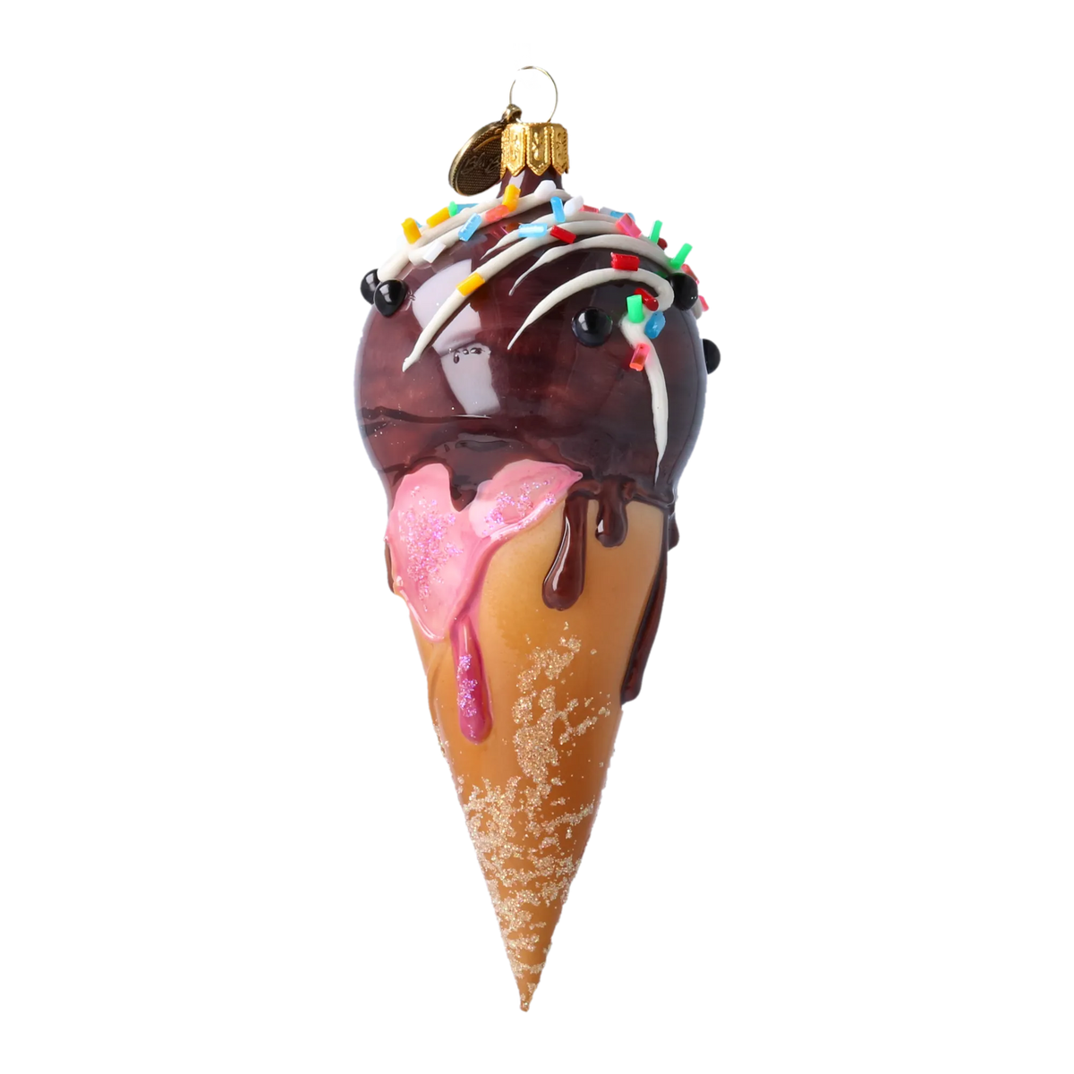 Velvet Cocoa Peak | Hand-Painted Glass Ornament | Blubom 2022-176
