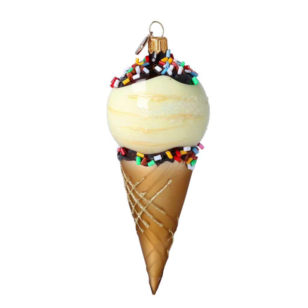 Velvet Cream Confection | Hand-Painted Glass Ornament | Blubom 2022-177