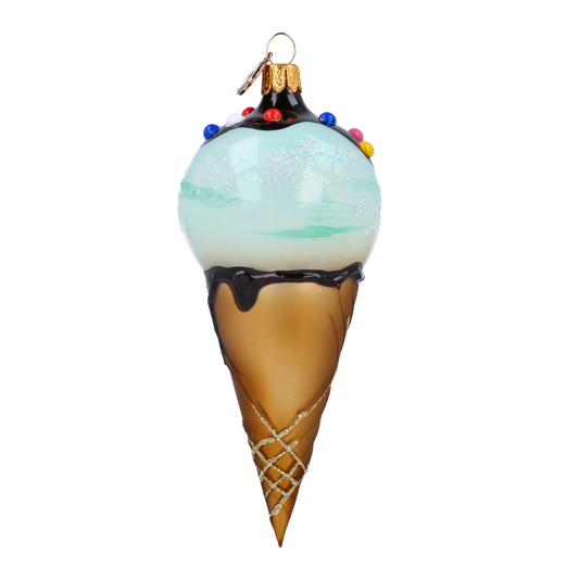 Mint Chip Ice Cream Ornament Glass Ornament Handmade Glass Christmas ornament 2022-179