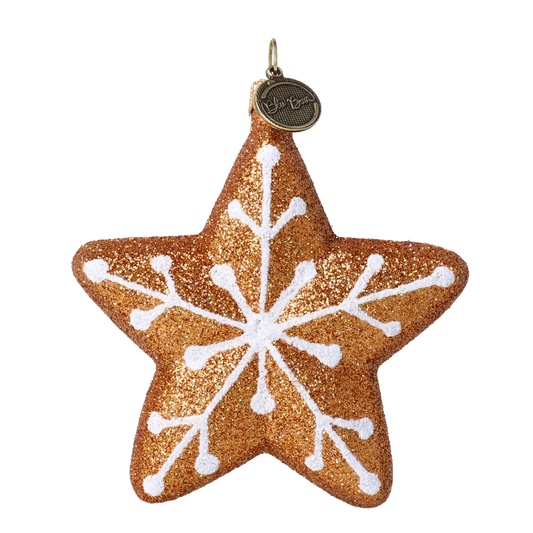 Gilded Gingerbread Star Premium christmas glass ornament 2022-189