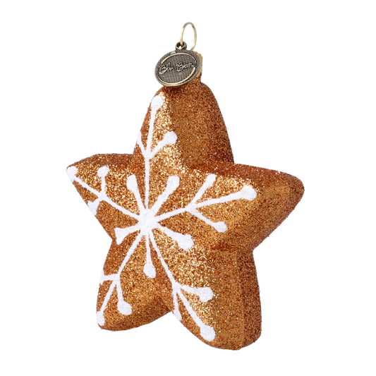 Gilded Gingerbread Star Premium christmas glass ornament 2022-189