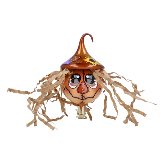Autumn Scarecrow. Handmade Glass Christmas ornament. 2022-201