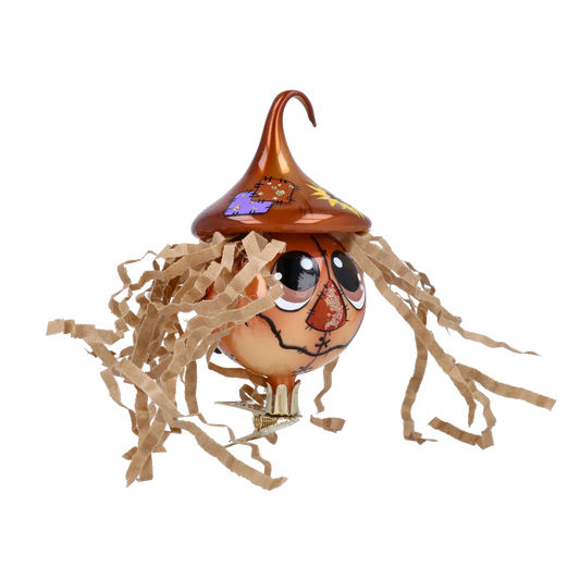 Autumn Scarecrow. Handmade Glass Christmas ornament. 2022-201