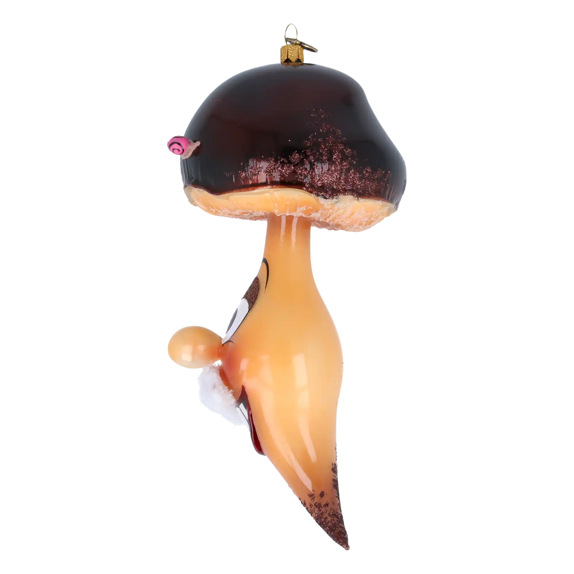 Cheerful Forest Grandpa Mushroom  Handmade Glass Christmas ornament