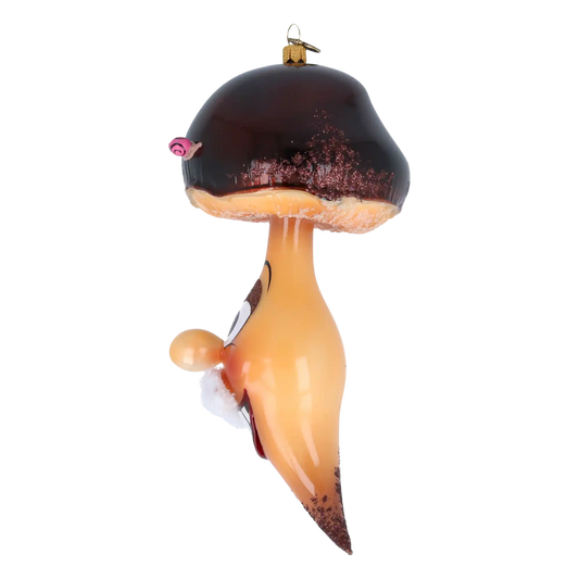 Cheerful Forest Grandpa Mushroom  Handmade Glass Christmas ornament
