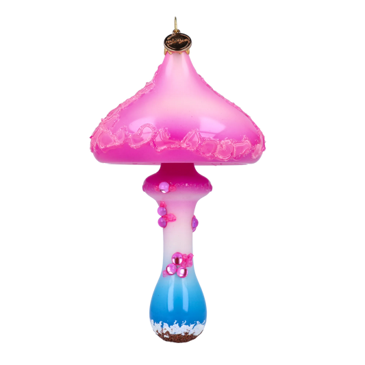 Enchanted Magenta Mushroom Premium christmas glass ornament 2022-214