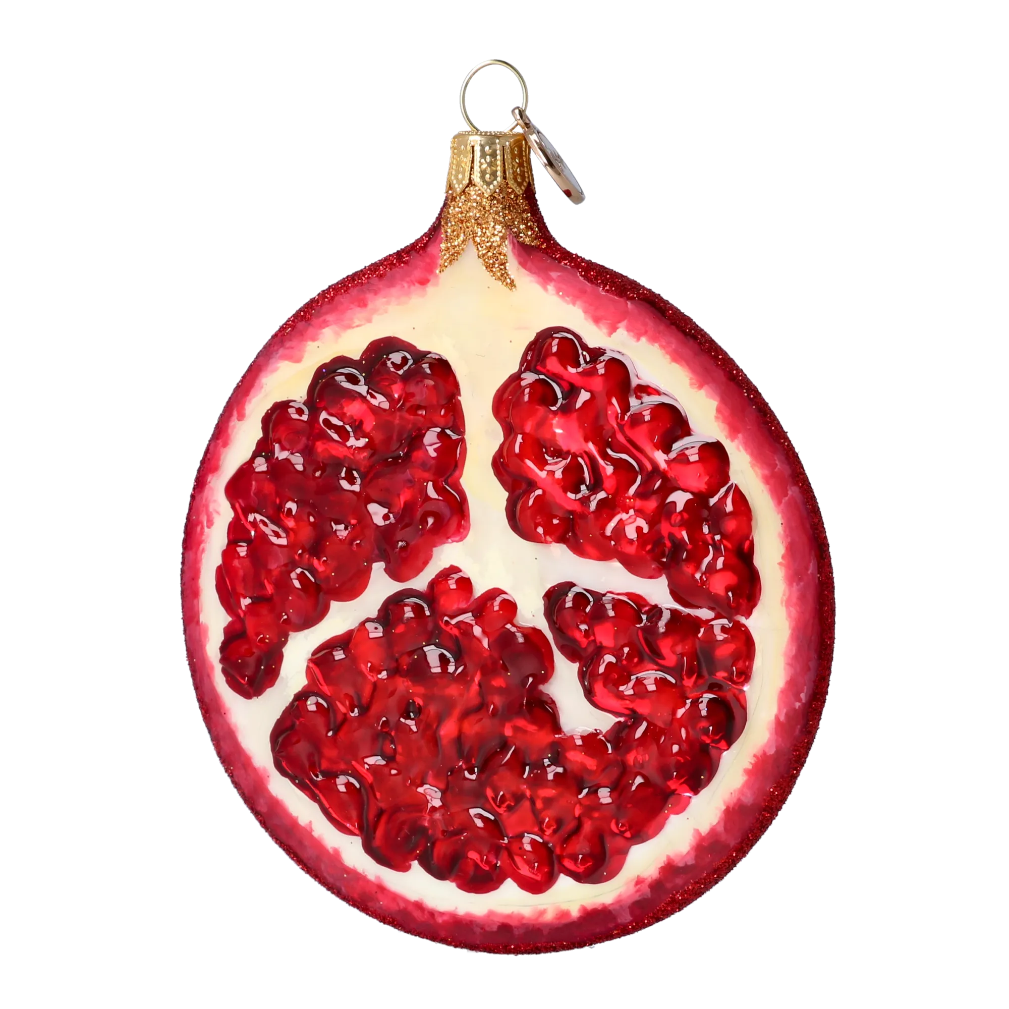 Pomegranate Slice. Handmade Glass Christmas ornament. 2022-235