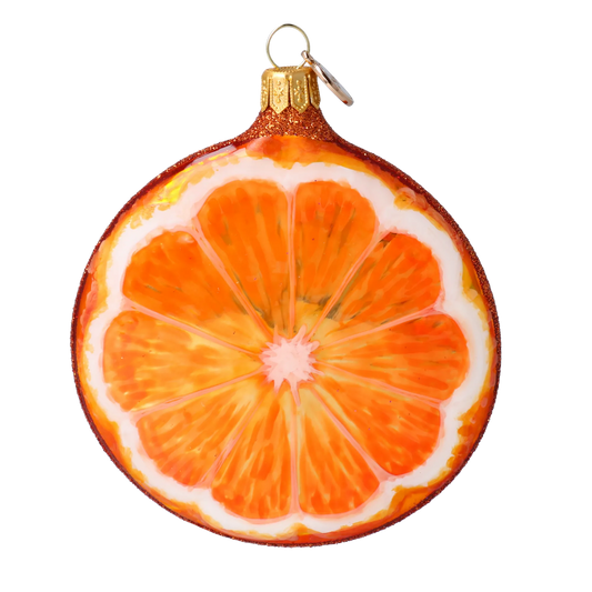 Orange slice. Handmade Glass Christmas ornament. 2022-241