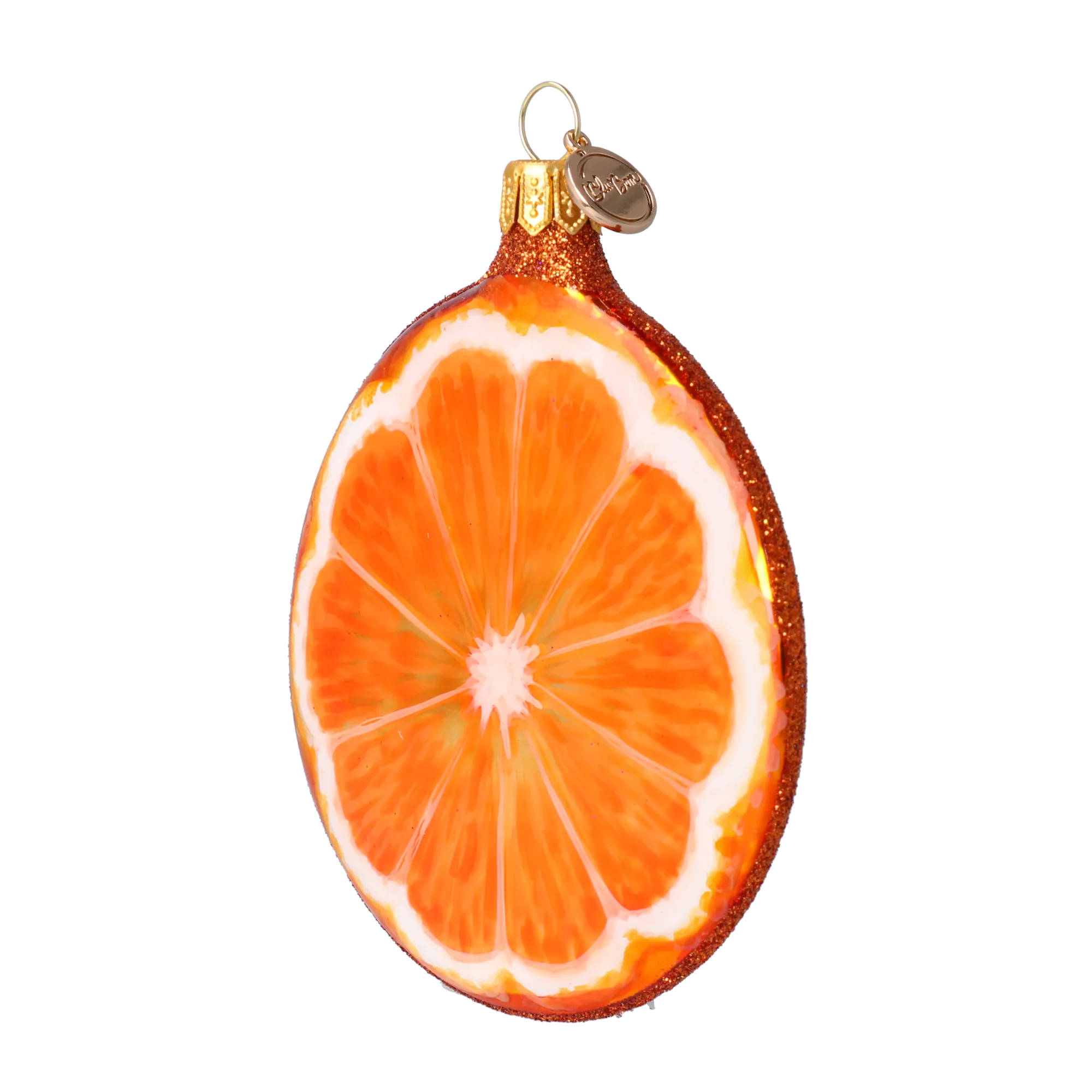 Orange slice. Handmade Glass Christmas ornament. 2022-241