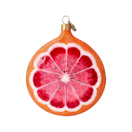 Grapefruit slice. Handmade Glass Christmas ornament.