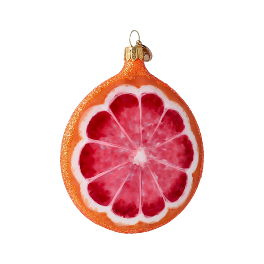 Grapefruit slice. Handmade Glass Christmas ornament.