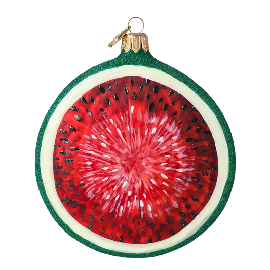 Ruby Watermelon Slice Premium christmas glass ornament 2022-248