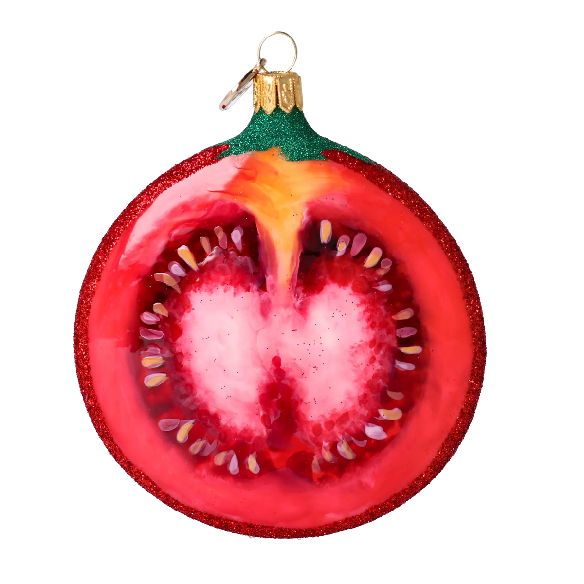Crimson Harvest Heart | Hand-Painted Glass Ornament | Blubom 2022-250