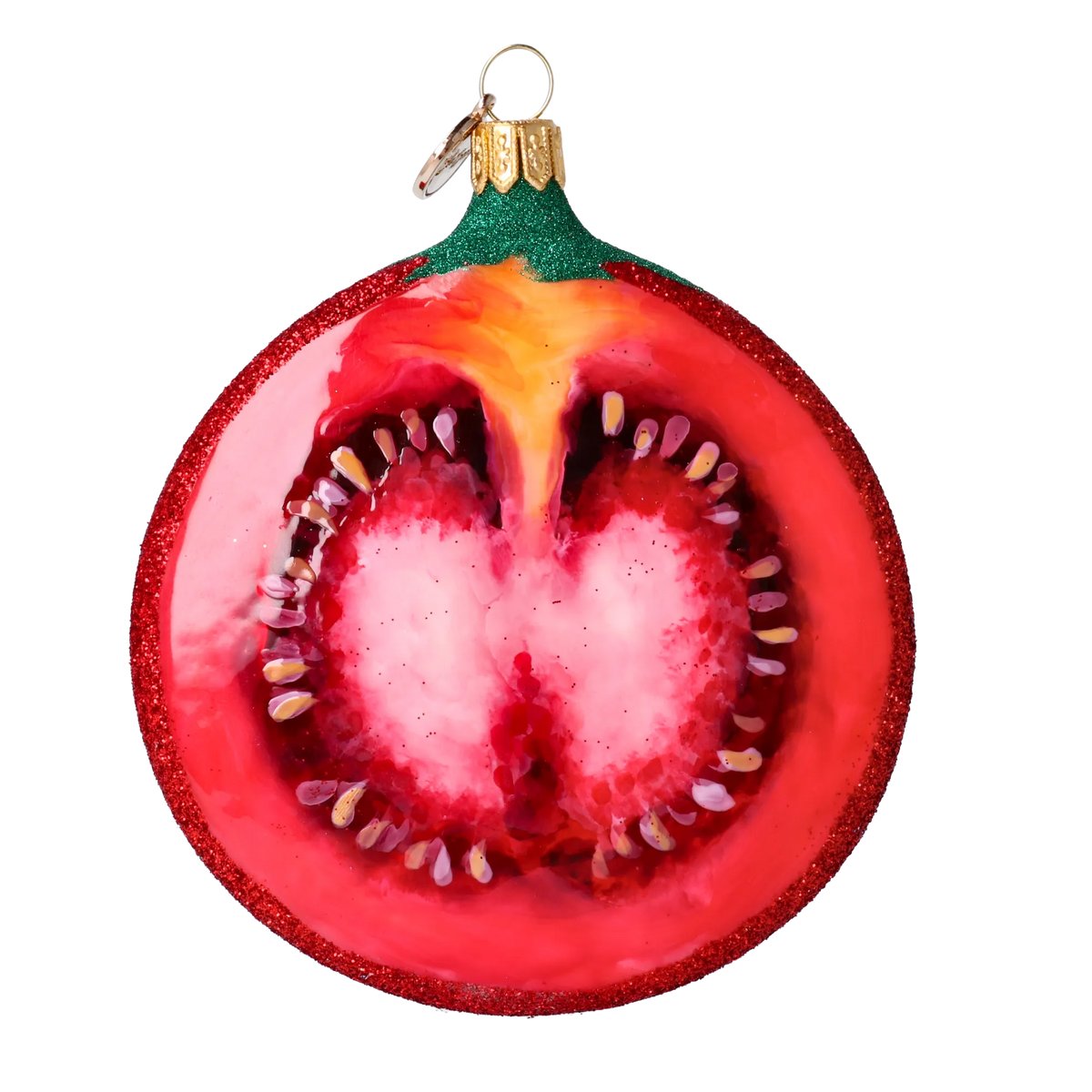 Crimson Harvest Heart | Hand-Painted Glass Ornament | Blubom 2022-250