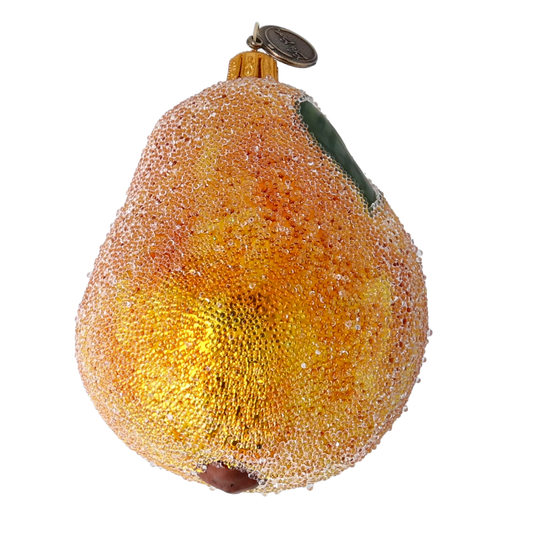 Frosted Golden Pear Premium christmas glass ornament 2022-254